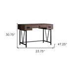 Bureau informatique marron et noir avec deux tiroirs, 120 cm