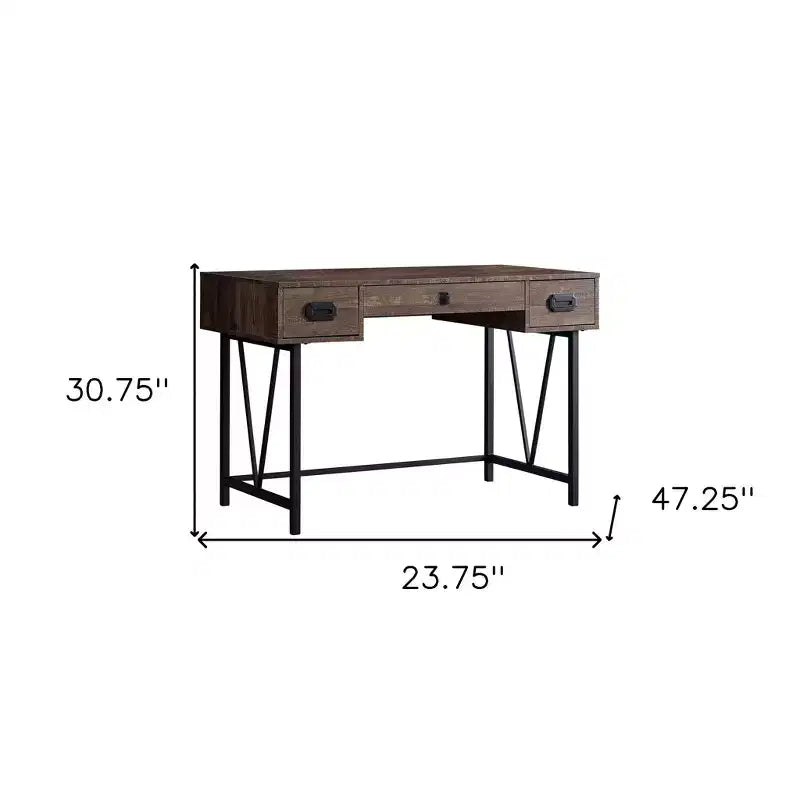 Bureau informatique marron et noir avec deux tiroirs, 120 cm