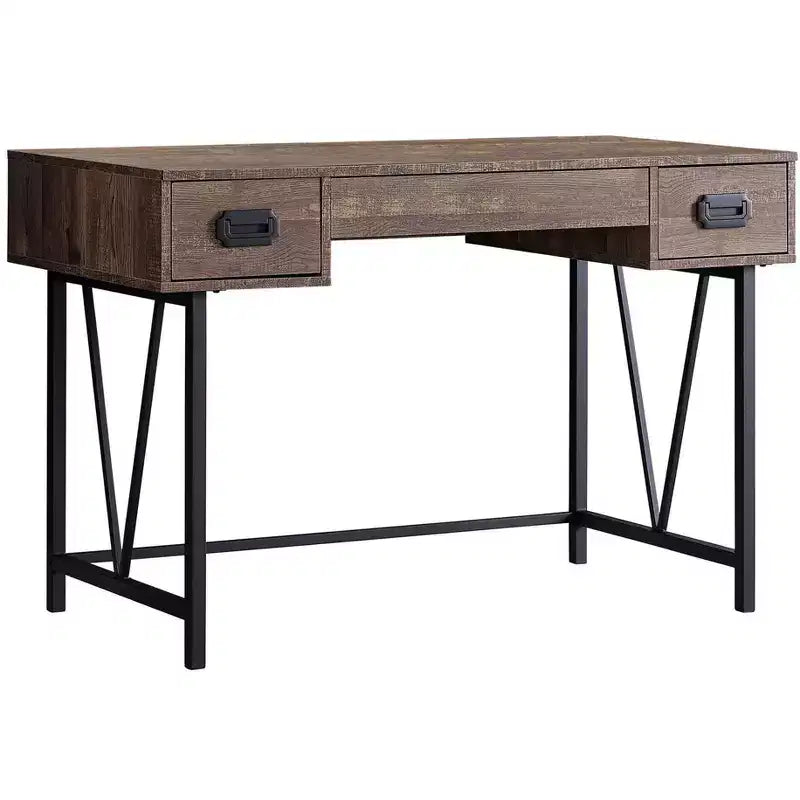 Bureau informatique marron et noir avec deux tiroirs, 120 cm