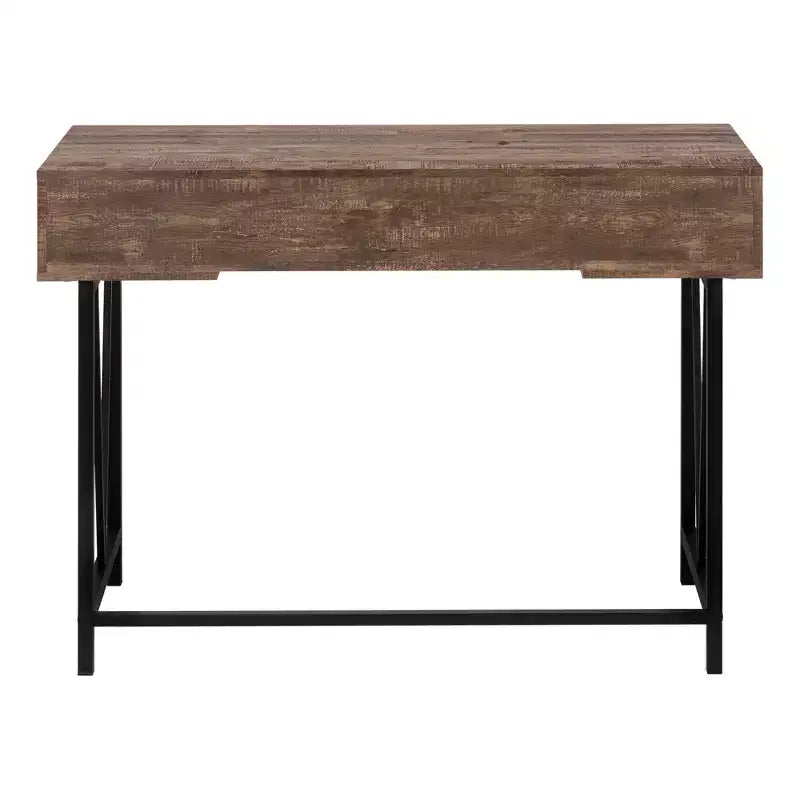 Bureau informatique marron et noir avec deux tiroirs, 120 cm