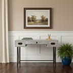 Bureau informatique marron et noir avec deux tiroirs, 120 cm
