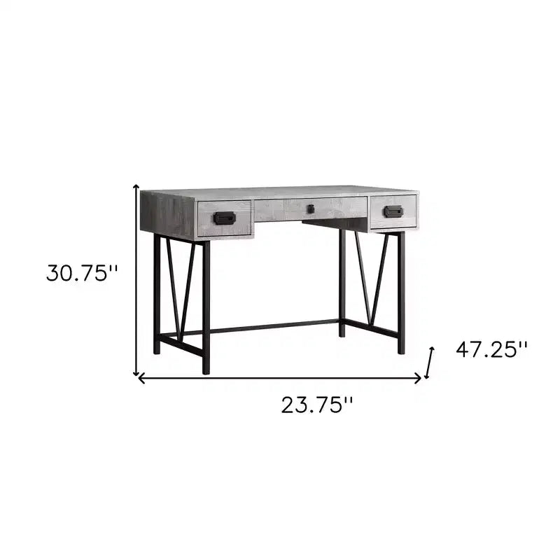 Bureau informatique marron et noir avec deux tiroirs, 120 cm