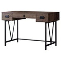 24 Brown and Black Computer Desk With Two Drawers