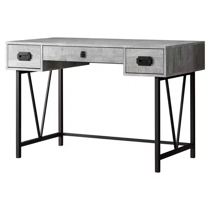 Bureau informatique marron et noir avec deux tiroirs, 120 cm