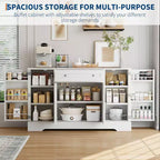 55 Meuble Buffet Bahut, Bar à Café en Bois avec Étagères Réglables, Table Console, Armoire de Rangement au Sol pour Cuisine Salon