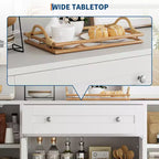 55 Meuble Buffet Bahut, Bar à Café en Bois avec Étagères Réglables, Table Console, Armoire de Rangement au Sol pour Cuisine Salon
