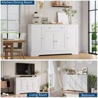 55 Meuble Buffet Bahut, Bar à Café en Bois avec Étagères Réglables, Table Console, Armoire de Rangement au Sol pour Cuisine Salon