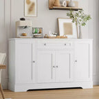 55 Meuble Buffet Bahut, Bar à Café en Bois avec Étagères Réglables, Table Console, Armoire de Rangement au Sol pour Cuisine Salon