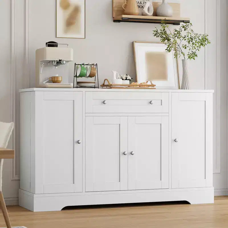 55 Meuble Buffet Bahut, Bar à Café en Bois avec Étagères Réglables, Table Console, Armoire de Rangement au Sol pour Cuisine Salon