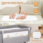 Moïse avec table à langer, moïse de chevet avec matelas confortable et roulettes, 6 réglages de hauteur, facile à plier