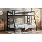 Lit superposé métallique Twin XL sur Queen, cadre de lit superposé robuste pour adultes et adolescents, sans bruit, double échelle, sans sommier, noir