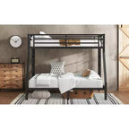 Lit superposé métallique Twin XL sur Queen, cadre de lit superposé robuste pour adultes et adolescents, sans bruit, double échelle, sans sommier, noir