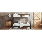 Lit superposé métallique Twin XL sur Queen, cadre de lit superposé robuste pour adultes et adolescents, sans bruit, double échelle, sans sommier, noir