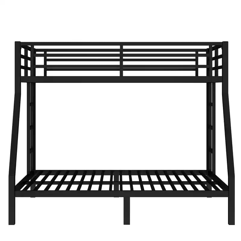 Lit superposé métallique Twin XL sur Queen, cadre de lit superposé robuste pour adultes et adolescents, sans bruit, double échelle, sans sommier, noir