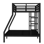 Lit superposé métallique Twin XL sur Queen, cadre de lit superposé robuste pour adultes et adolescents, sans bruit, double échelle, sans sommier, noir