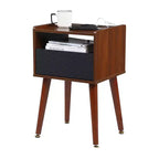 Table d'appoint moderne avec station de charge, Table de chevet en bois avec tiroir, Table d'appoint de canapé pour salon ou chambre à coucher