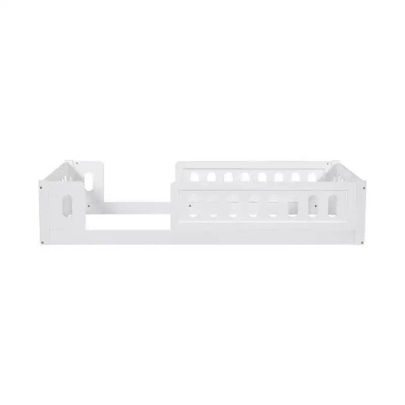 Lit plateforme au ras du sol double pour enfants, cadre de lit plateforme Montessori en bois avec barrière de sécurité pour enfant