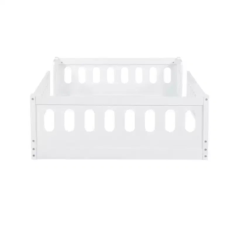 Lit plateforme au ras du sol double pour enfants, cadre de lit plateforme Montessori en bois avec barrière de sécurité pour enfant