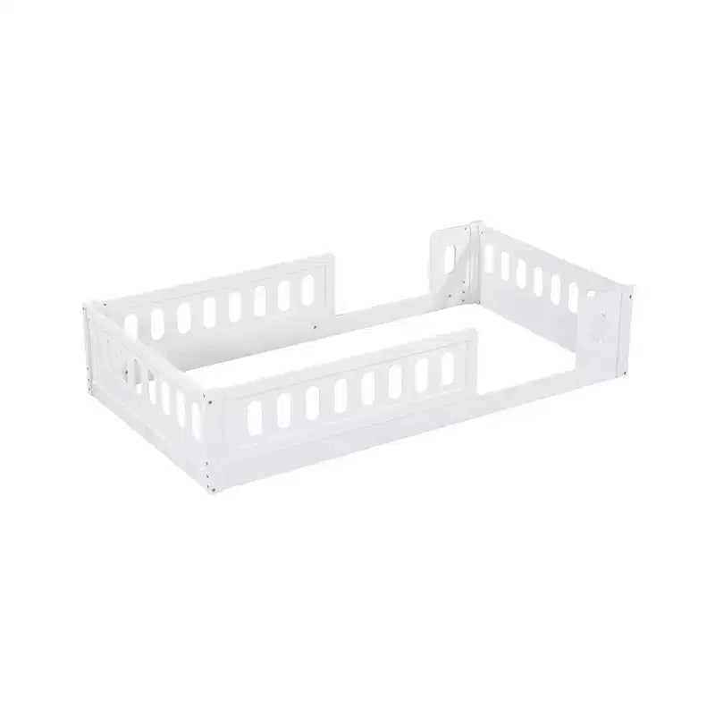 Lit plateforme au ras du sol double pour enfants, cadre de lit plateforme Montessori en bois avec barrière de sécurité pour enfant
