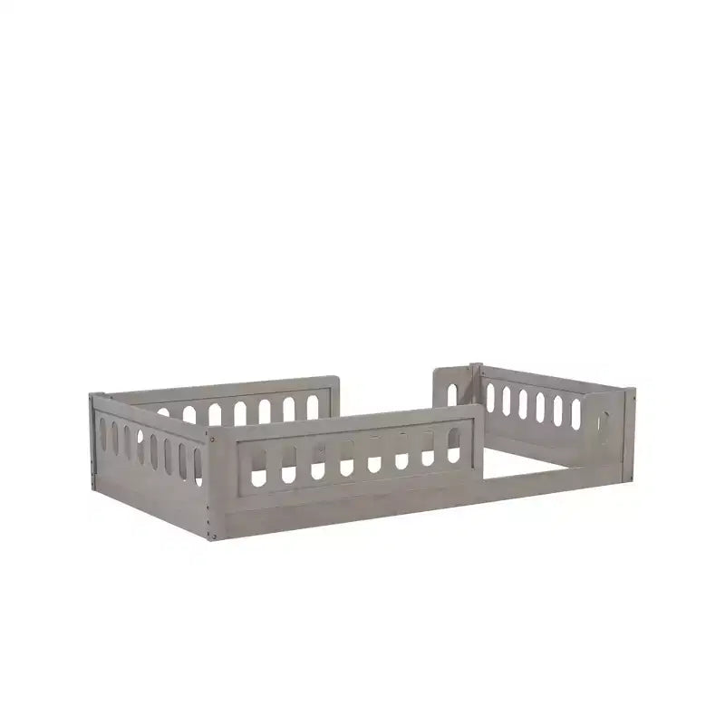 Lit plateforme au ras du sol double pour enfants, cadre de lit plateforme Montessori en bois avec barrière de sécurité pour enfant