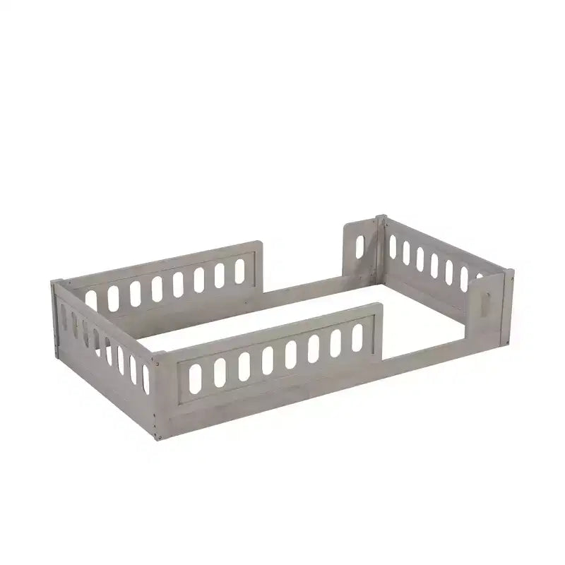Lit plateforme au ras du sol double pour enfants, cadre de lit plateforme Montessori en bois avec barrière de sécurité pour enfant