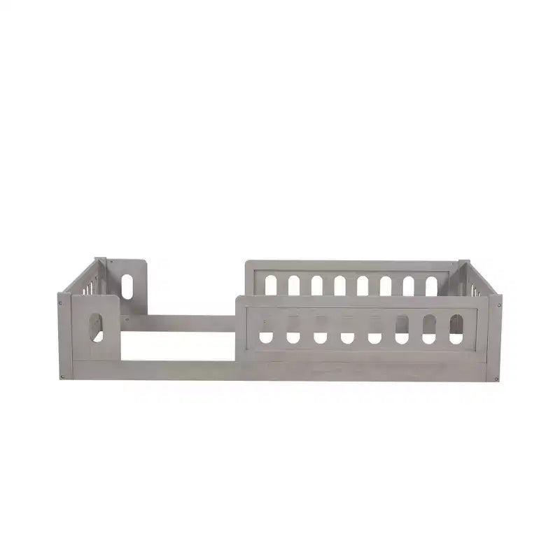 Lit plateforme au ras du sol double pour enfants, cadre de lit plateforme Montessori en bois avec barrière de sécurité pour enfant