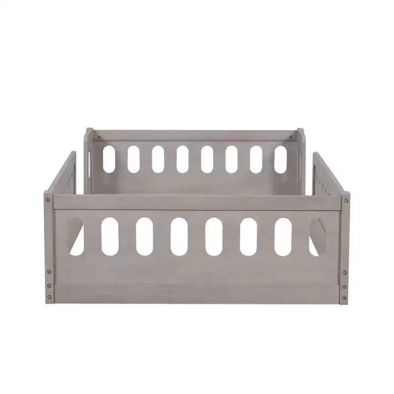 Lit plateforme au ras du sol double pour enfants, cadre de lit plateforme Montessori en bois avec barrière de sécurité pour enfant