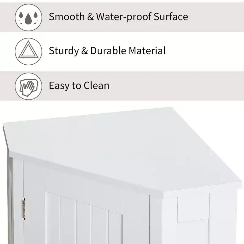 Meuble de salle de bain blanc d'angle triangulaire avec étagère réglable en MDF de style moderne