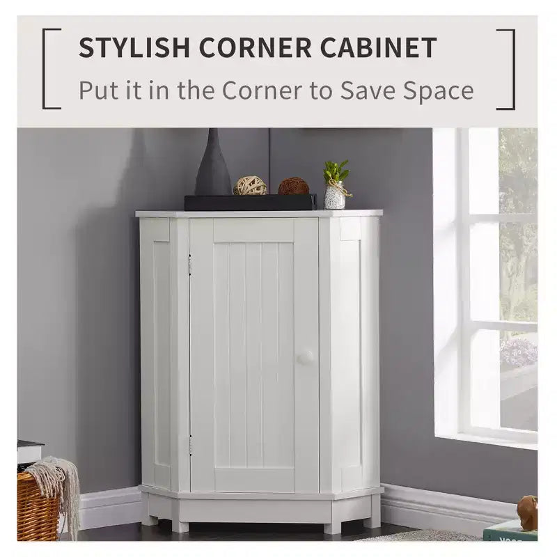 Meuble de salle de bain blanc d'angle triangulaire avec étagère réglable en MDF de style moderne