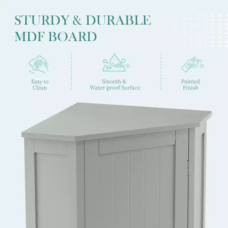 Meuble de salle de bain blanc d'angle triangulaire avec étagère réglable en MDF de style moderne