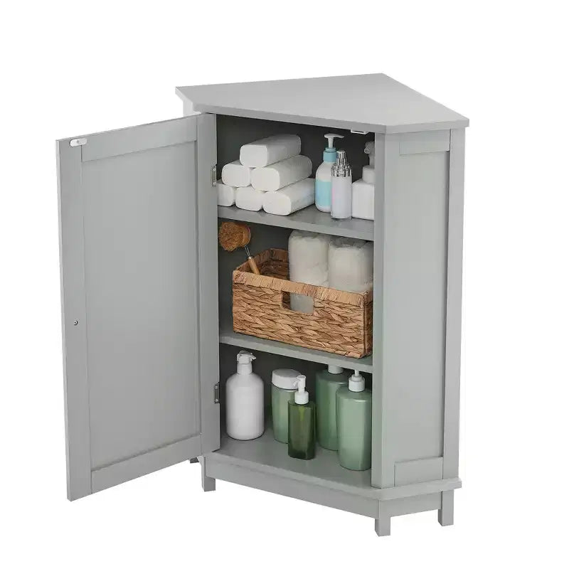 Meuble de salle de bain blanc d'angle triangulaire avec étagère réglable en MDF de style moderne