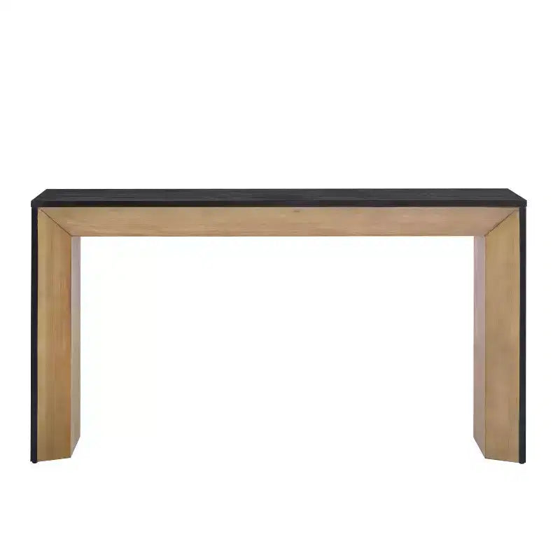 Élégante Console avec Design de Cheminée, Table d'Entrée Fonctionnelle avec Dessus en Placage Bois, Table d'Appoint pour Salon, Couloir