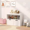 Whisen Toy Storage Cabinet Organizer & Book Organizer with 2 Drawers, Open Shelves, Large Capacity, Durable MDF - White
