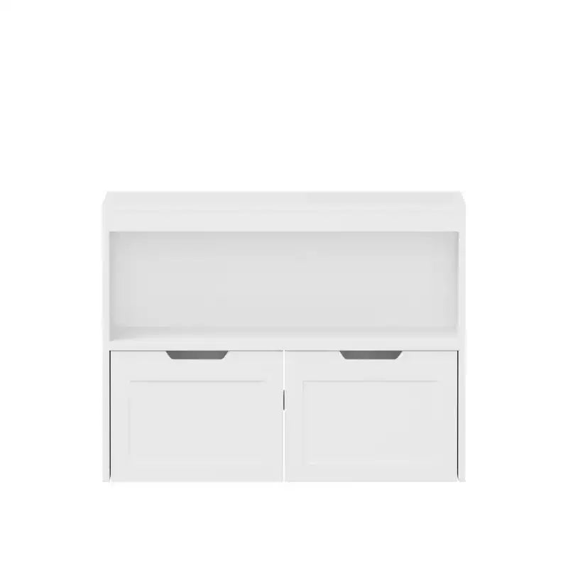 Meuble de rangement pour jouets et organiseur de livres avec 2 tiroirs, étagères ouvertes, grande capacité, MDF durable - Blanc