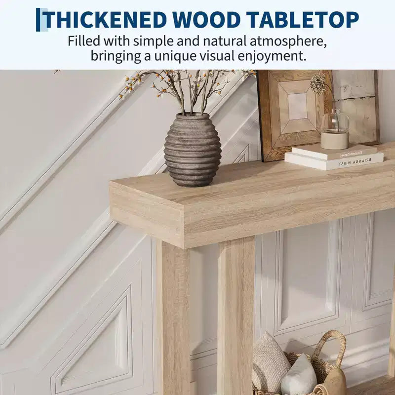 Console étroite en bois de 46 pouces pour entrée, Table d'appoint rectangulaire de style ferme pour couloir, foyer, derrière le canapé et salon
