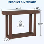 Console étroite en bois de 46 pouces pour entrée, Table d'appoint rectangulaire de style ferme pour couloir, foyer, derrière le canapé et salon
