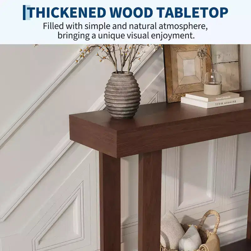Console étroite en bois de 46 pouces pour entrée, Table d'appoint rectangulaire de style ferme pour couloir, foyer, derrière le canapé et salon