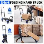 Chariot pliable avec chariot pliant convertible 2 en 1 avec poignée télescopique pour cuisine, entrepôt, extérieur