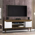 GDFStudio Bradley Mid-Century Modern 63 TV Stand with 2 Open Shelves and 2 Doors