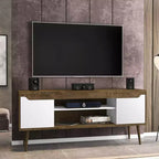 GDFStudio Bradley Mid-Century Modern 63 TV Stand with 2 Open Shelves and 2 Doors