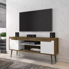 Meuble TV Bradley Mid-Century Modern 63 po avec 2 tablettes ouvertes et 2 portes