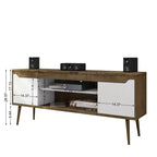 Meuble TV Bradley Mid-Century Modern 63 po avec 2 tablettes ouvertes et 2 portes