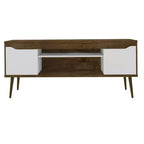 Meuble TV Bradley Mid-Century Modern 63 po avec 2 tablettes ouvertes et 2 portes