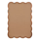 Miroir décoratif encadré en bois massif, rectangle ondulé 24 x 36 po, miroir mural moderne de style ferme pour chambre à coucher, salle de bain, salon, entrée, marron