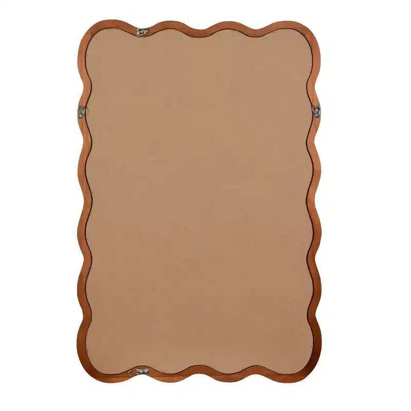 Miroir décoratif encadré en bois massif, rectangle ondulé 24 x 36 po, miroir mural moderne de style ferme pour chambre à coucher, salle de bain, salon, entrée, marron