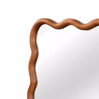 Miroir décoratif encadré en bois massif, rectangle ondulé 24 x 36 po, miroir mural moderne de style ferme pour chambre à coucher, salle de bain, salon, entrée, marron