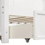Lit de repos double avec rangement trois tiroirs, cadre de lit de repos double en bois pour chambre à coucher, blanc