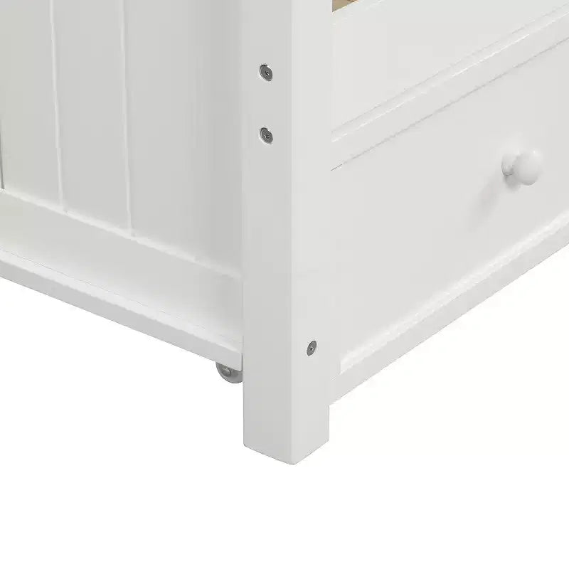 Lit de repos double avec rangement trois tiroirs, cadre de lit de repos double en bois pour chambre à coucher, blanc