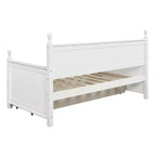 Lit de repos double avec rangement trois tiroirs, cadre de lit de repos double en bois pour chambre à coucher, blanc