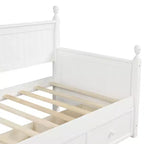 Lit de repos double avec rangement trois tiroirs, cadre de lit de repos double en bois pour chambre à coucher, blanc